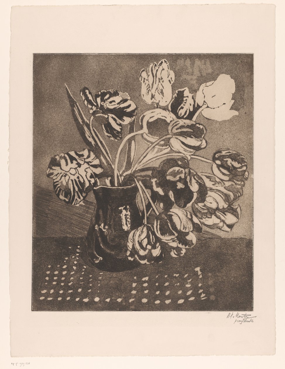 Tulipanes en una jarra de Barbara Elisabeth van Houten (signed by artist)