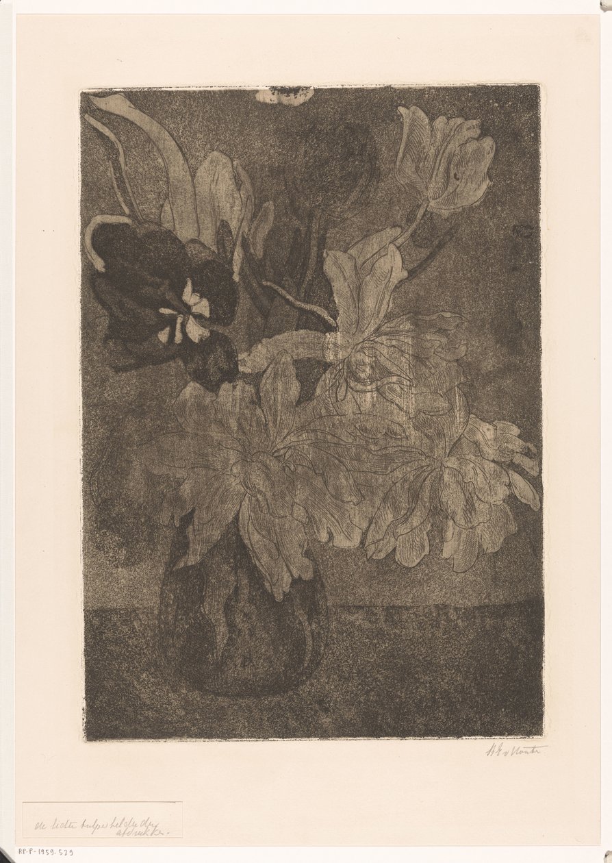 Jarrón con tulipanes de Barbara Elisabeth van Houten (signed by artist)