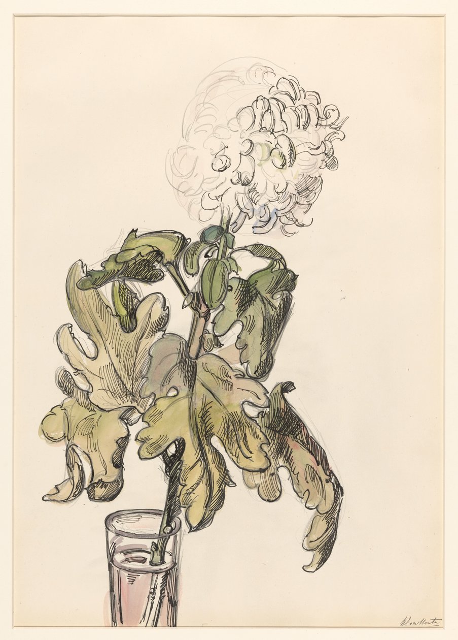 Crisantemo en flor, en un jarrón de Barbara Elisabeth van Houten