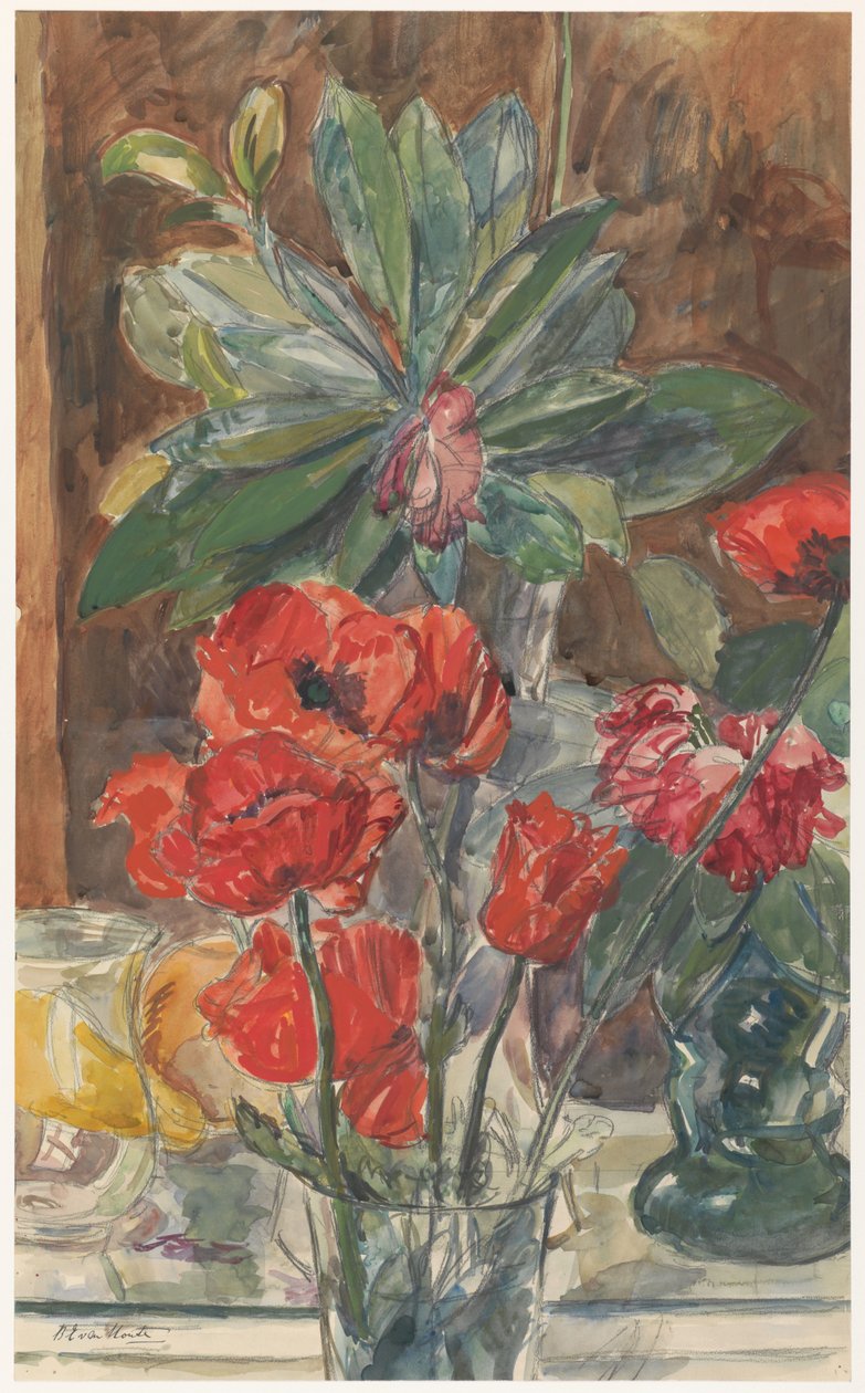 Estudio de la floración de amapolas y rododendros de Barbara Elisabeth van Houten