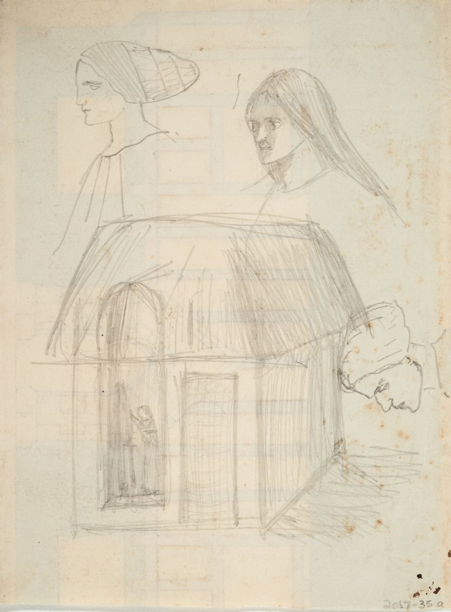 Boceto arquitectónico no identificado (grafito sobre papel) de Barbara Leigh Smith Bodichon