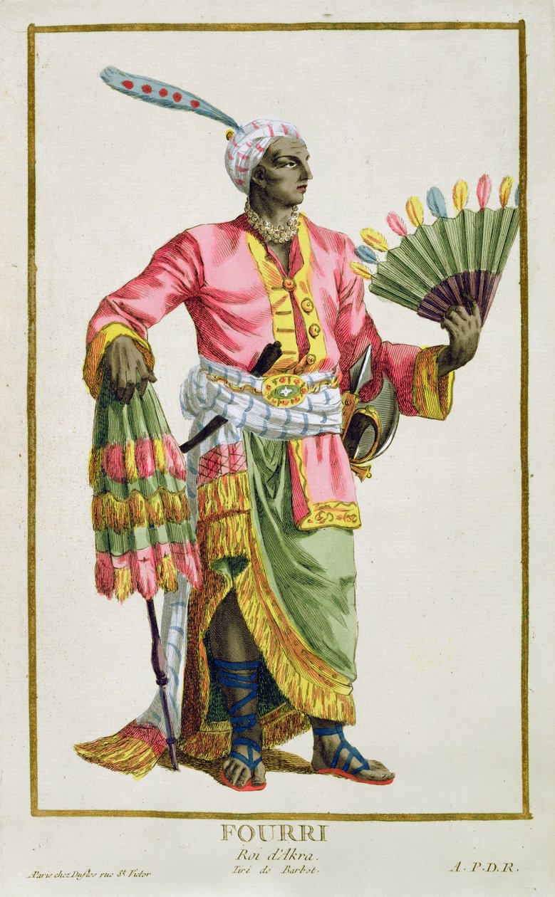 Fourri, rey de Akkra, grabado por Pierre Duflos (1742-1816), 1780 de Barbot