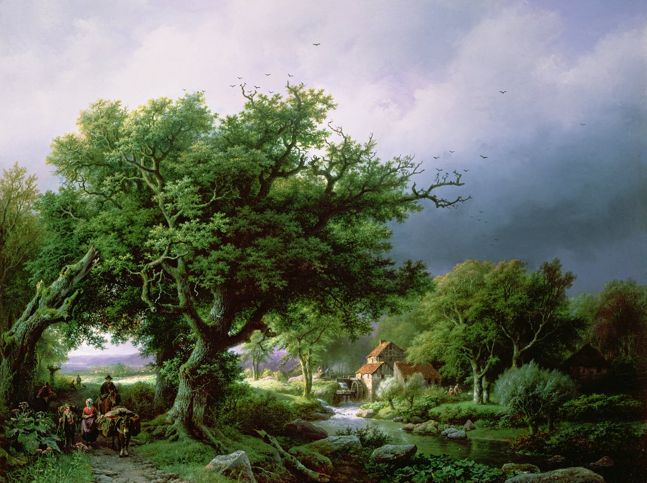 Paisaje con un molino de Barend Cornelis Koekkoek