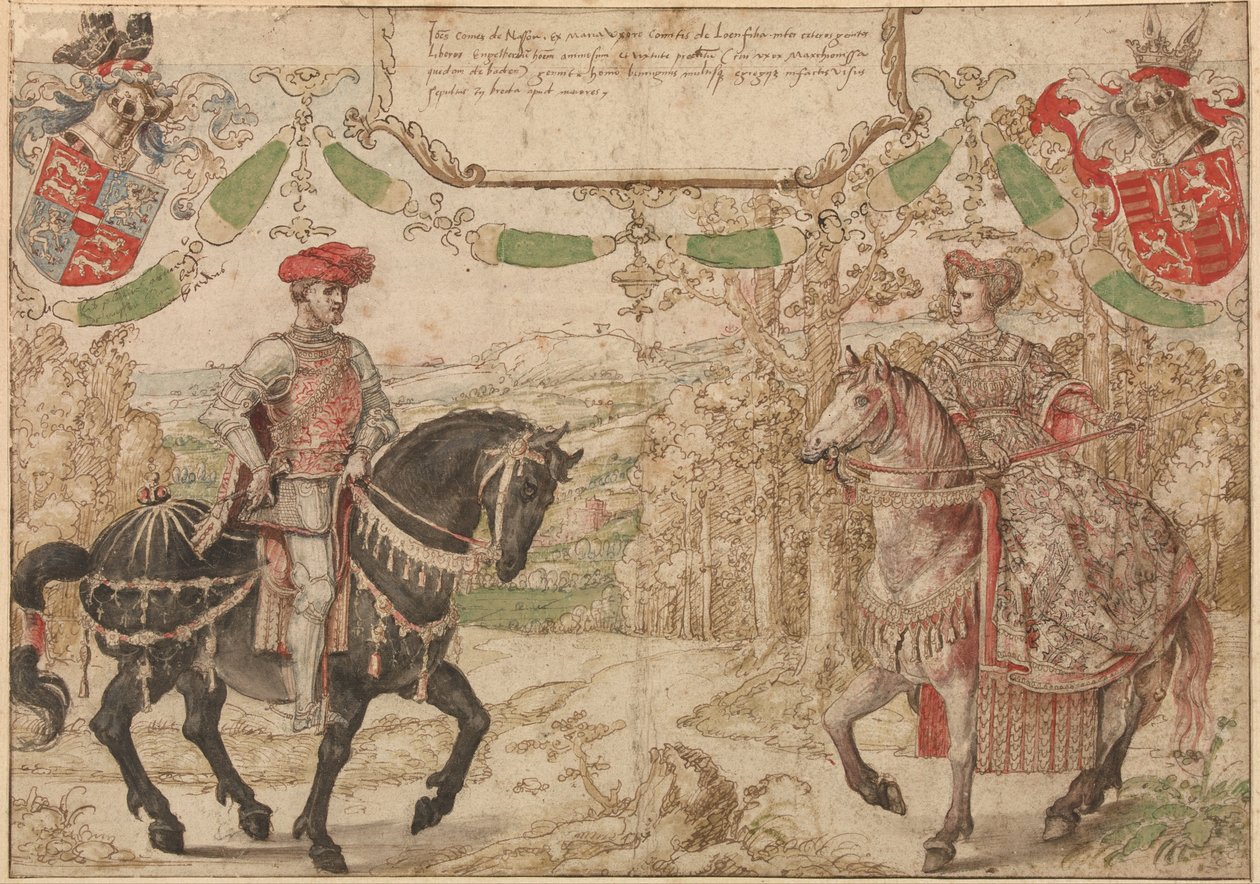 Johan IV de Nassau y su esposa María de Loon-Heinsberg de Barend van Orleay