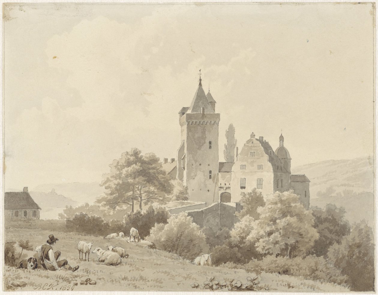 Pastor descansando en Schloss Lansberg de Barend Cornelis Koekkoek