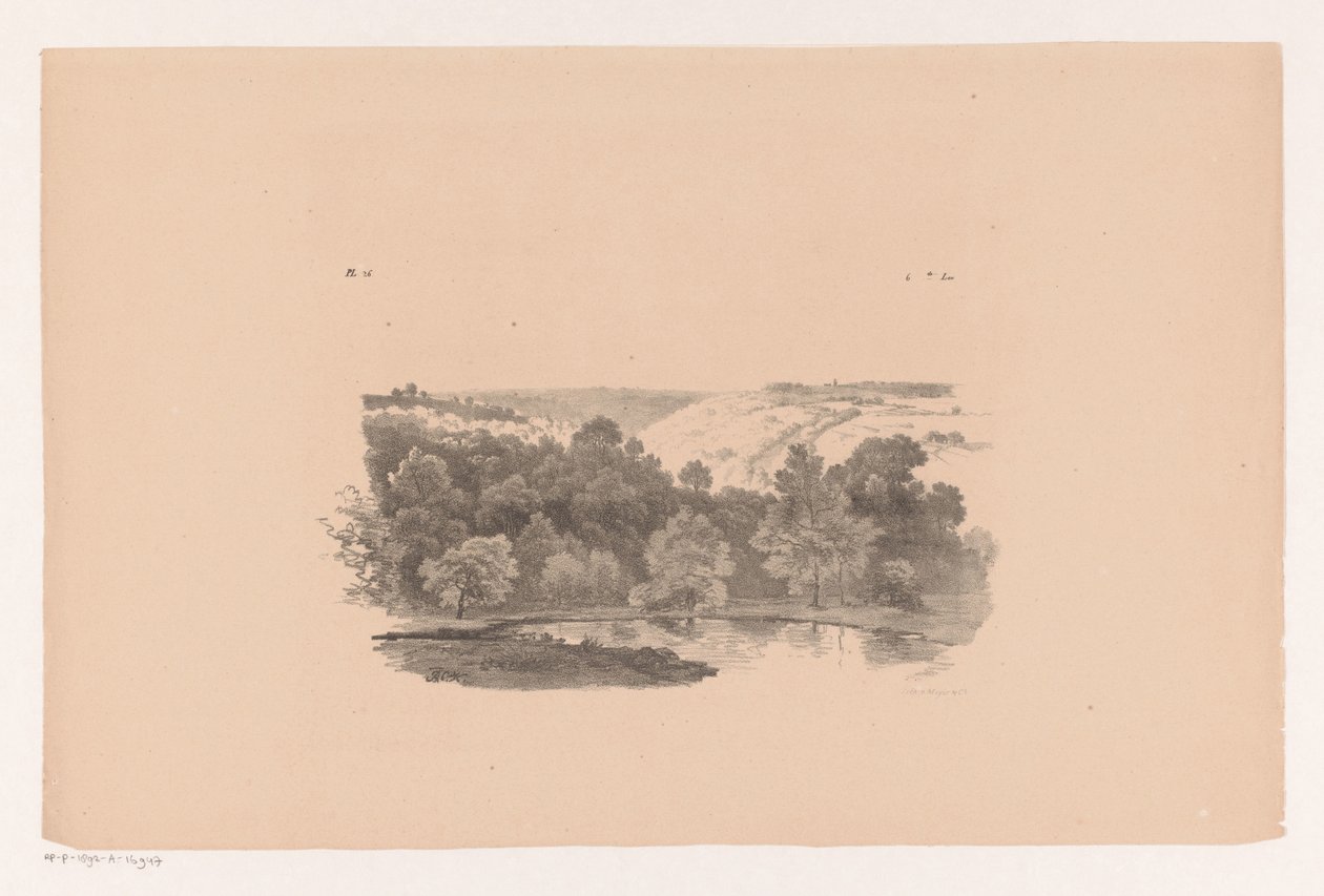 Vista sobre el paisaje montañoso Estudios de paisaje sexta entrega (título de la serie) de Barend Cornelis Koekkoek