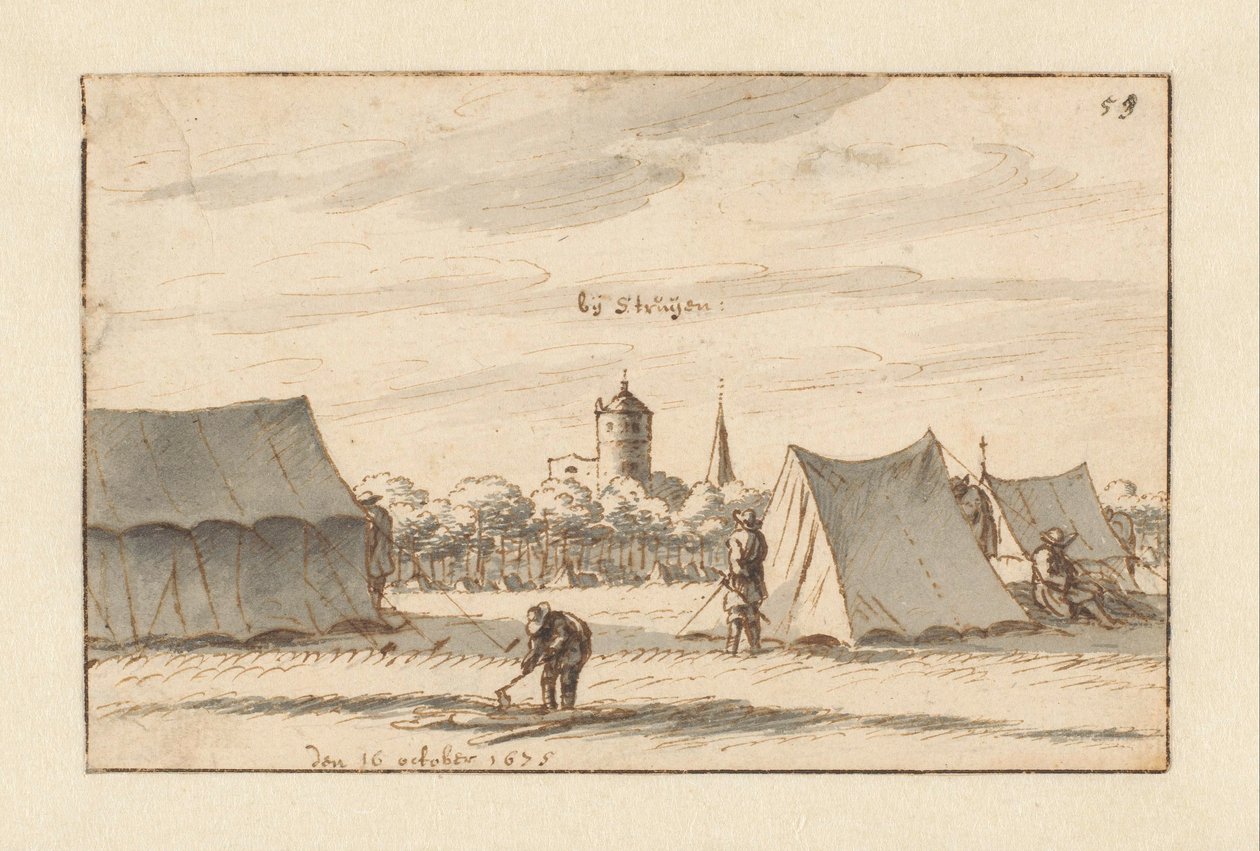Campamento del ejército de Willem III cerca de Sint-Truiden, Limburgo de Barend Klotz (attributed to)