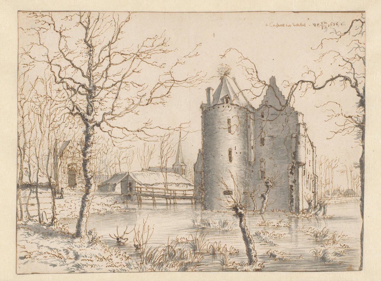 Vista del castillo de Frisselstein, Veghel de Barend Klotz (attributed to)
