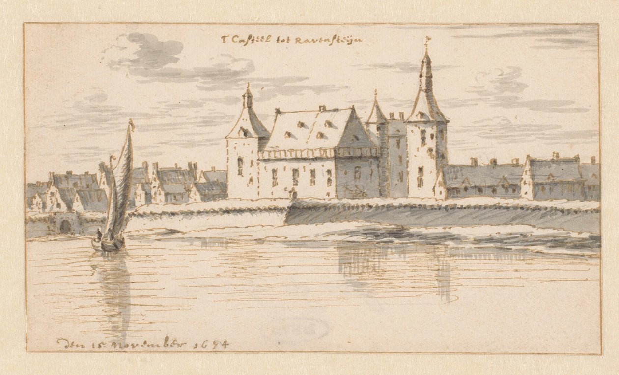 Vista del castillo de Ravenstein, Brabante Septentrional de Barend Klotz (attributed to)