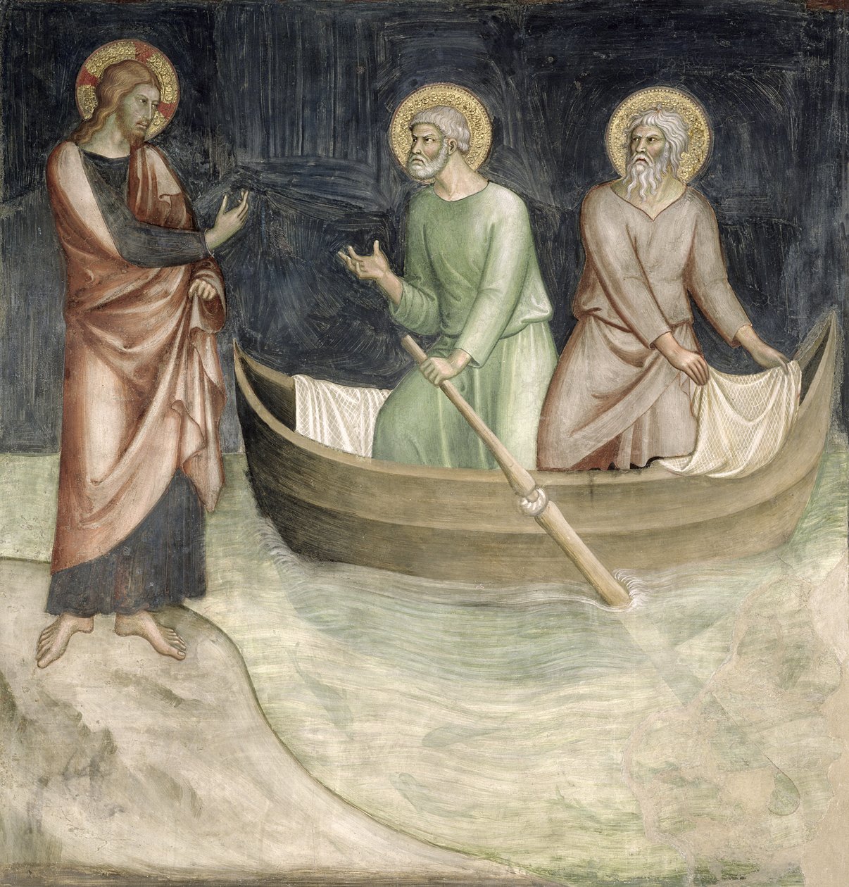 La llamada de San Pedro, de una serie de Escenas del Nuevo Testamento de Barna da Siena
