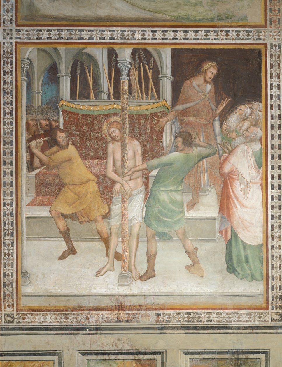 Escena del Nuevo Testamento: Flagelación de Cristo (fresco) de Barna da Siena