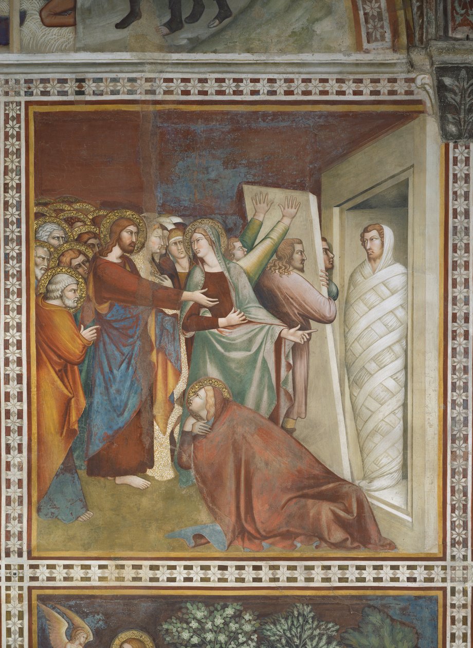 Escena del Nuevo Testamento: Resurrección de Lázaro (fresco) de Barna da Siena
