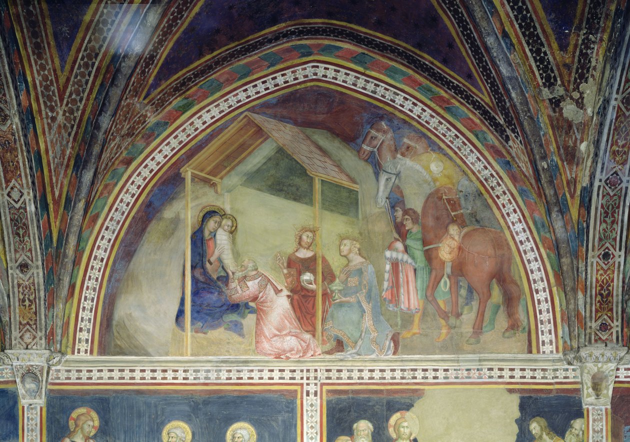 La Adoración de los Magos, de una serie de Escenas del Nuevo Testamento de Barna da Siena