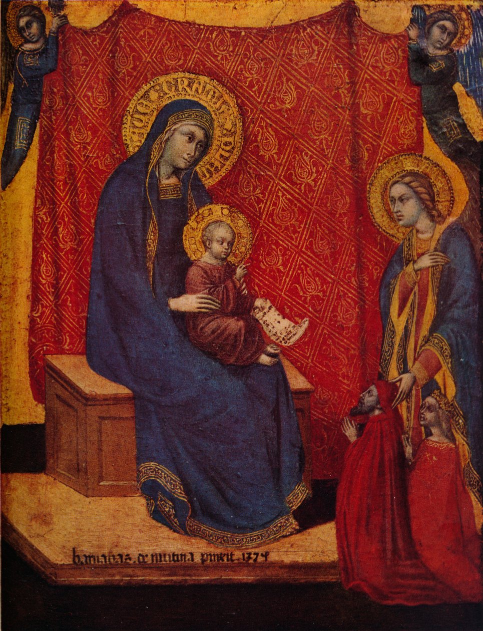 La Madonna entronizada y dos donantes en adoración de Barnaba da Modena