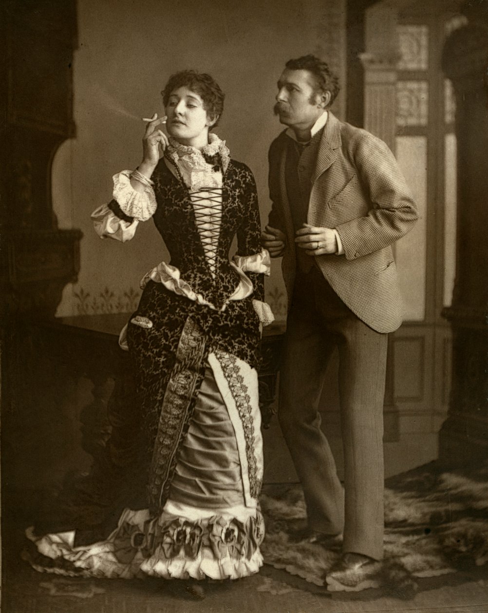 Mary Rorke y Charles Wyndham, actores británicos, 1882 de Barnes and Bell Brown
