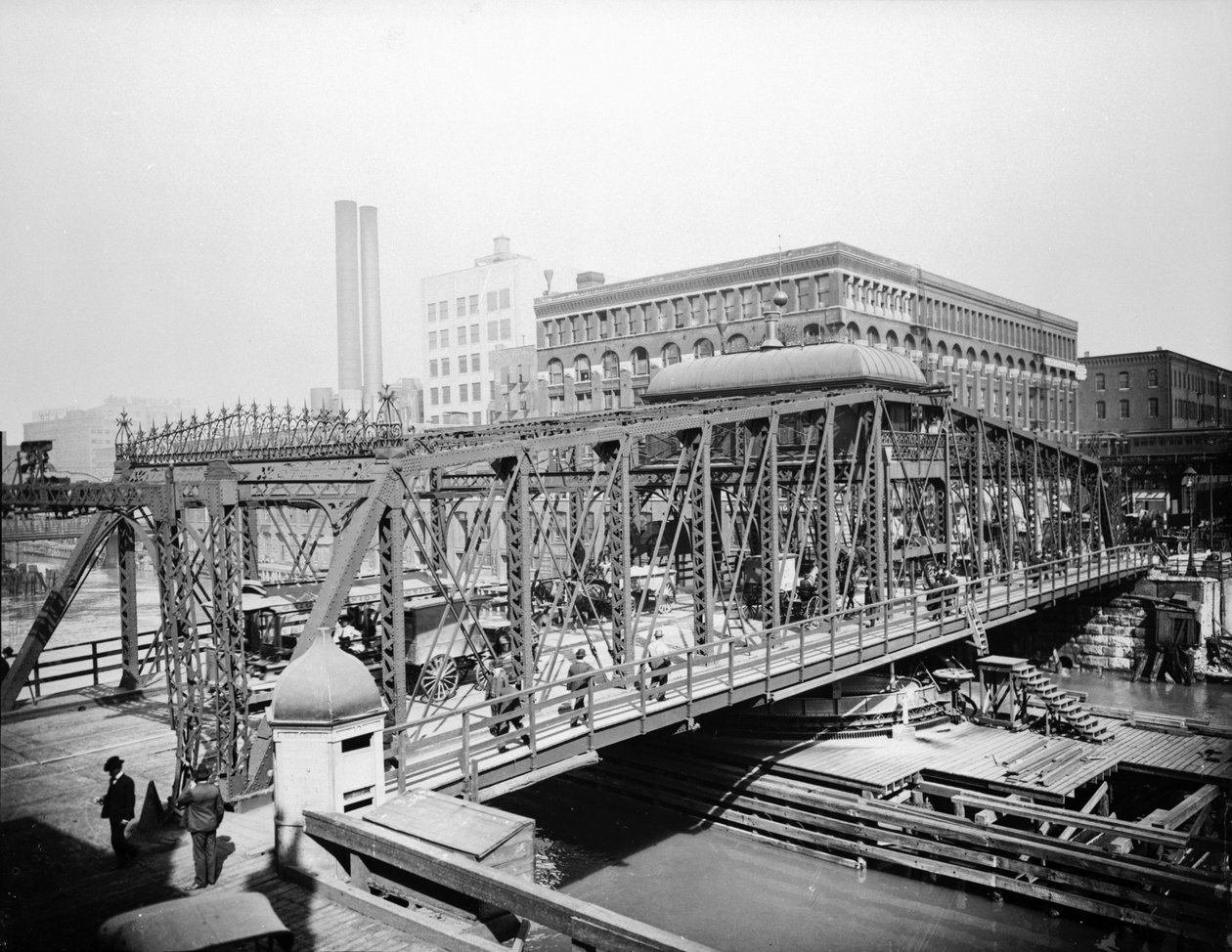 Puente de la Calle Madison, Chicago, Illinois, EE.UU., c.1905 de Barnes and Crosby