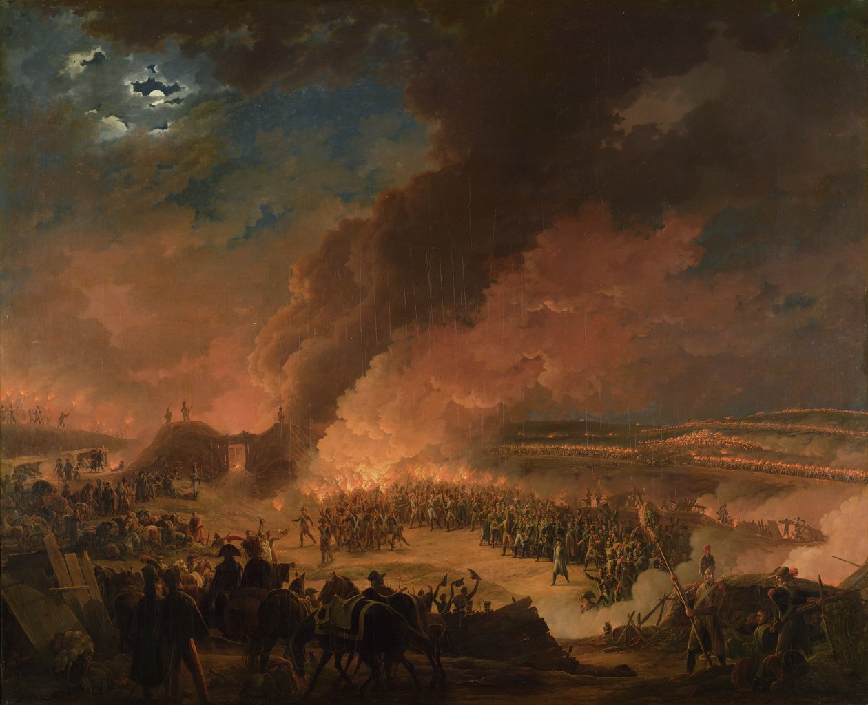 Napoleón (1769-1821) visitando los vivacs en la víspera de la Batalla de Austerlitz, 1 de diciembre de 1805 de Baron Louis Albert Bacler d