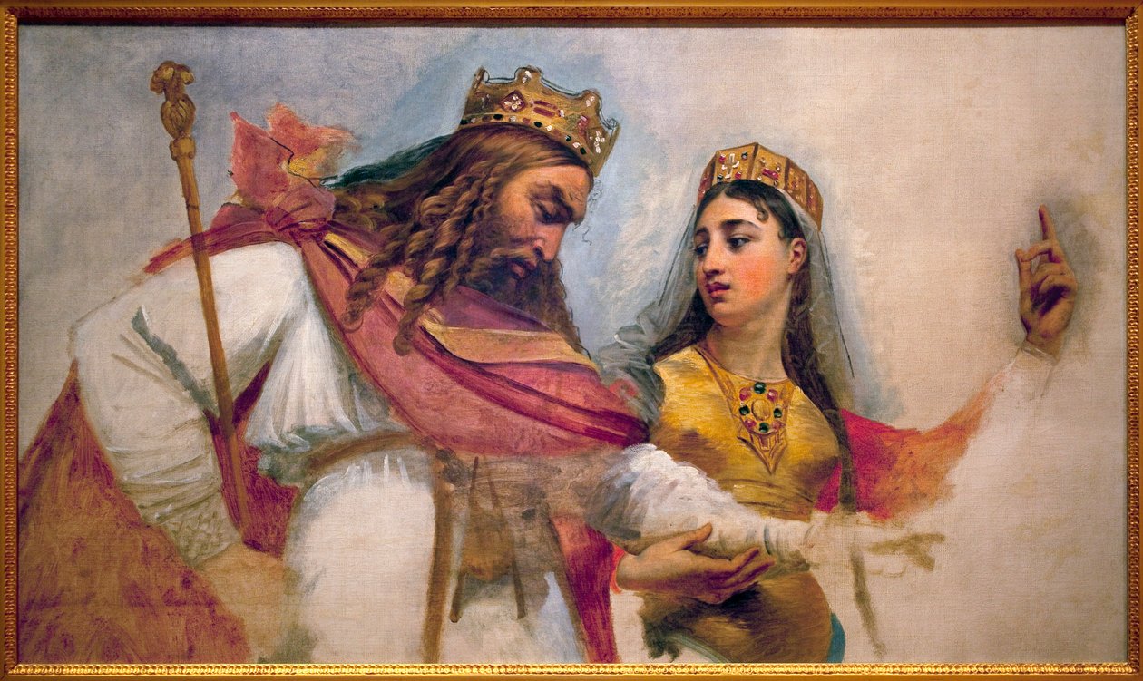 Clodoveo y Clotilde; Clodoveo I, rey de los francos (466-511) y su esposa Clotilde (Santa Clotilde) (475-545), quien lo convirtió a la fe católica de Baron Antoine Jean Gros