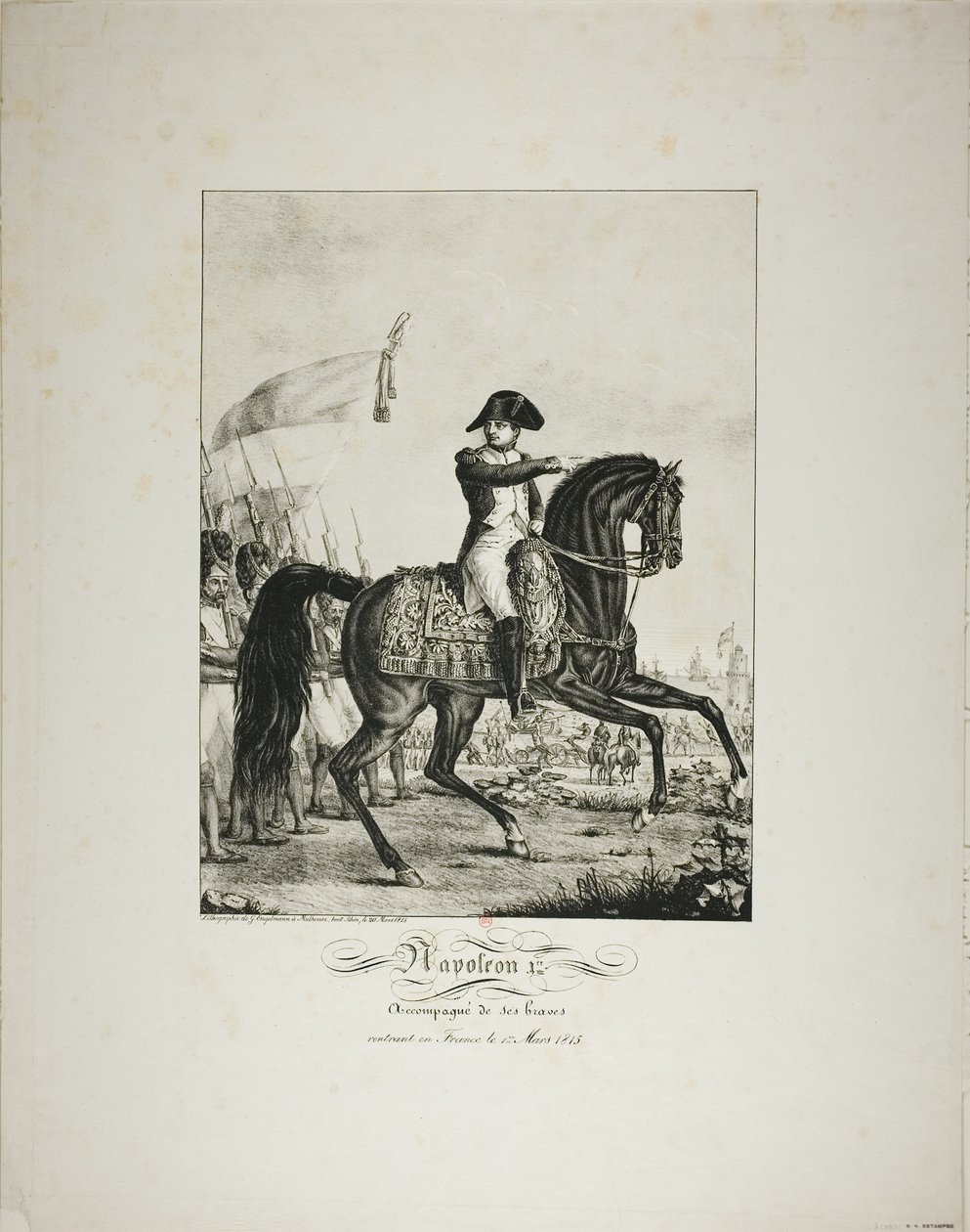 Napoleón acompañado por sus hombres buenos, regresando a Francia el 1 de marzo de 1815 de Baron François Pascal Simon Gérard