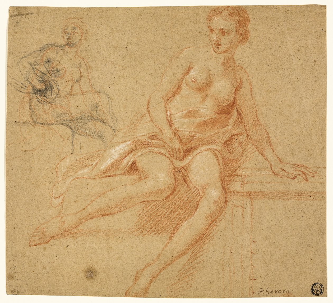 Dos bocetos de desnudo femenino sentado de Baron François Pascal Simon Gérard