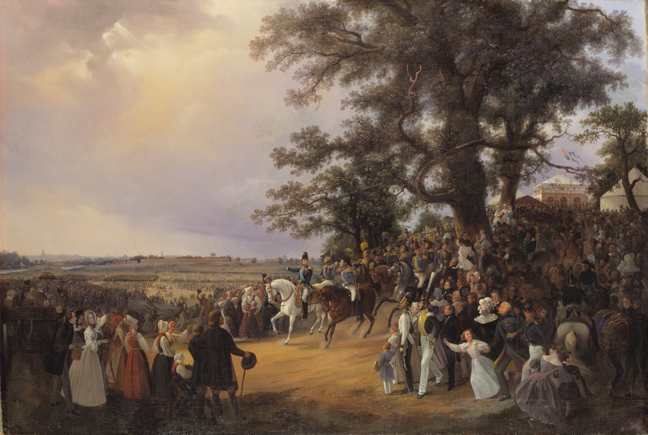 Revisión en los Campos de Ladugardsgarde durante la visita del Zar Nicolás en 1838 de Baron Karl Stefan Bennet
