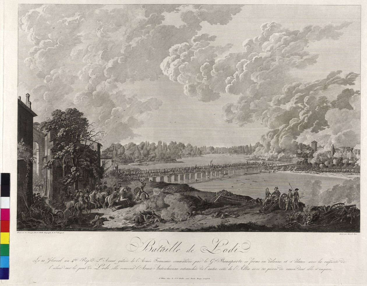 Batalla de Lodi 1796 (grabado en cobre) de Baron Louis Albert Bacler d