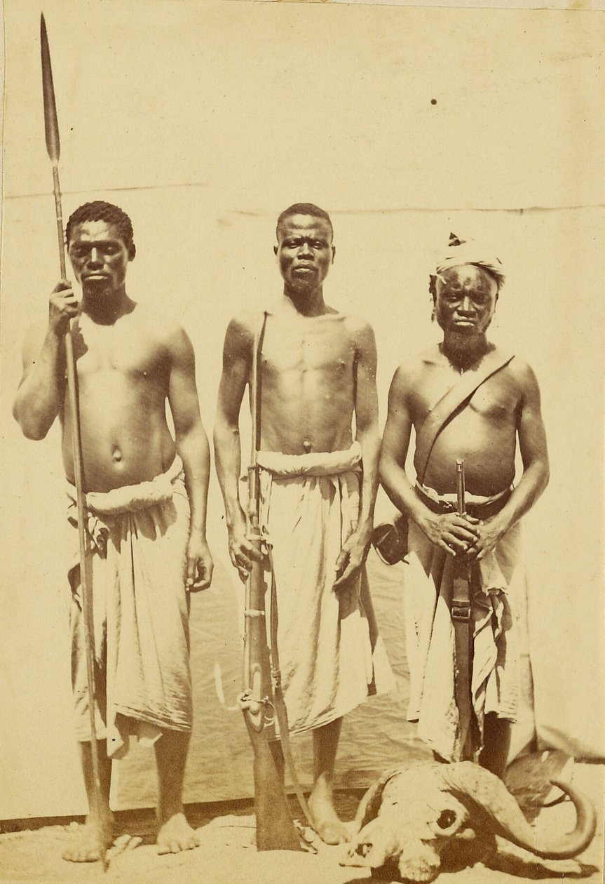 [Compañeros de Speeke y Grant que regresaron con ellos a El Cairo de su viaje para descubrir las fuentes del Nilo]. de Baron Paul des Granges