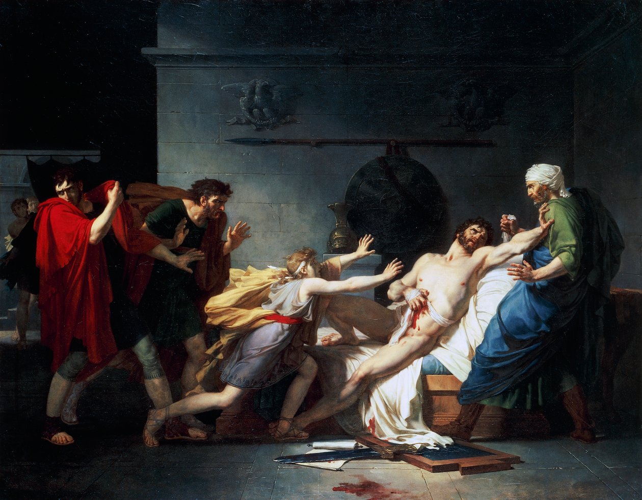 La muerte de Cato el Joven también conocido como Uticensis de Baron Pierre Narcisse Guerin