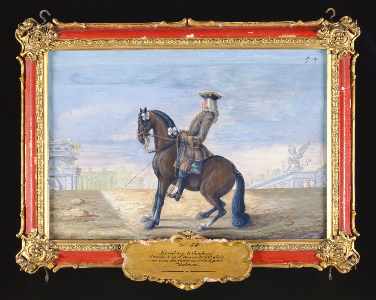 No. 54 Un caballo bayo castaño danés de la Escuela Española de Equitación realizando un movimiento de doma de Baron Reis Eisenberg