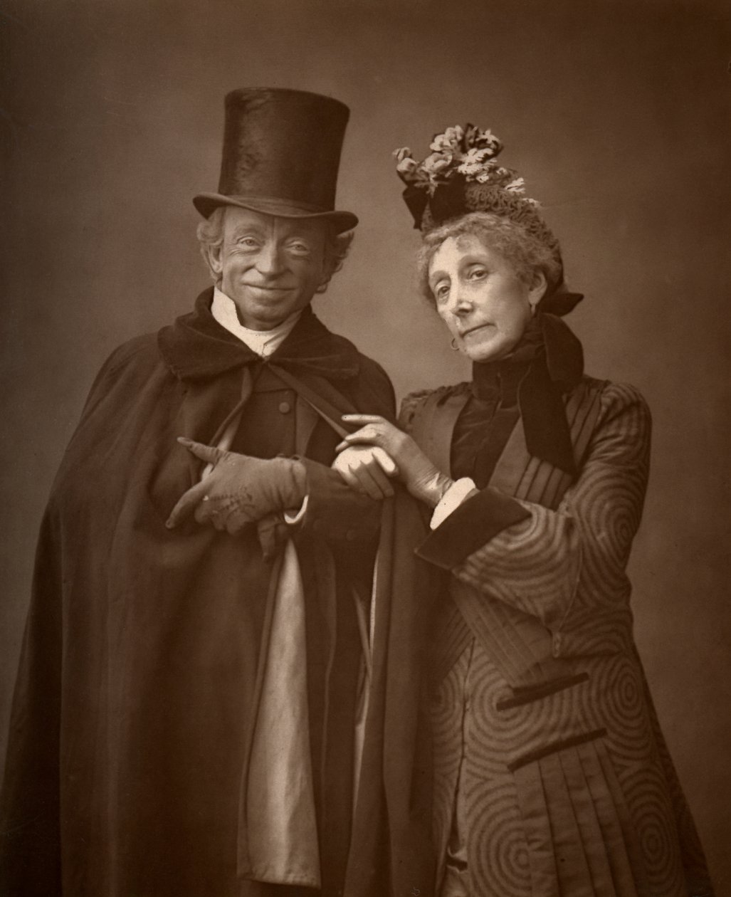 Actores estadounidenses James Lewis y Ann Gilbert en Una noche libre, 1886 de Barraud