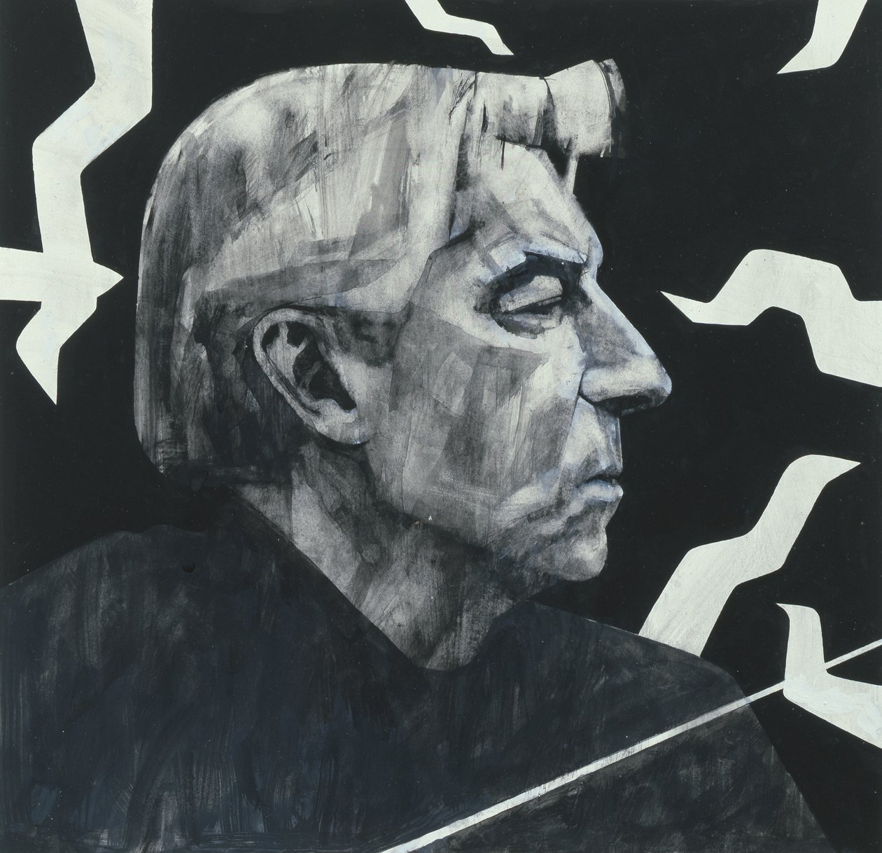 Retrato de Herbert von Karajan, ilustración para The Sunday Times de Barry Fantoni