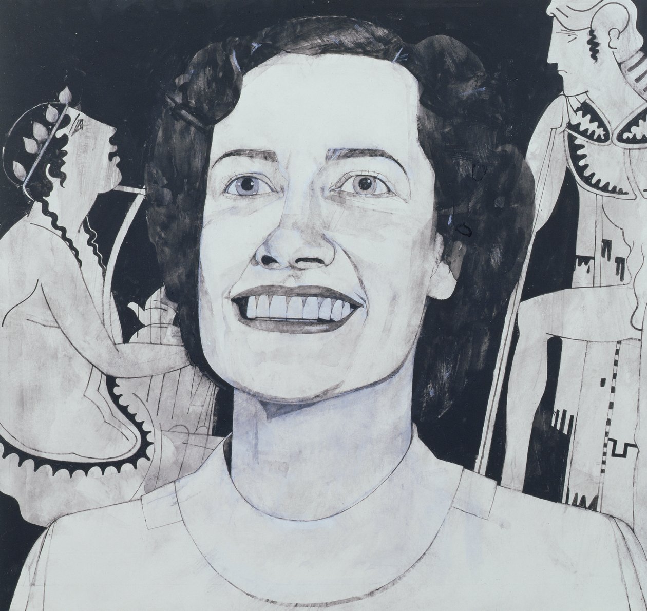 Retrato de Joan Sutherland, ilustración para The Sunday Times, años 1970 de Barry Fantoni