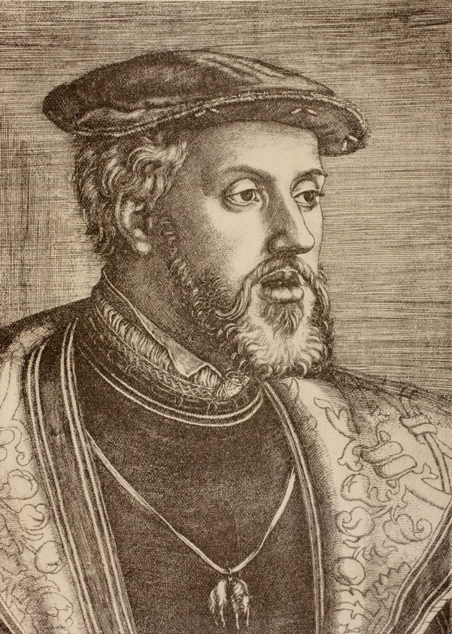 Retrato de Charles Quint, publicado en 1920 (litografía) de Barthel (after) Beham