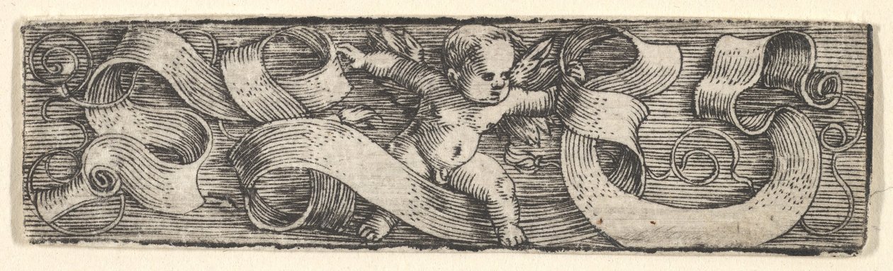 Niño dando un paso a la derecha sobre banderolas, mediados del siglo XVII de Barthel Beham