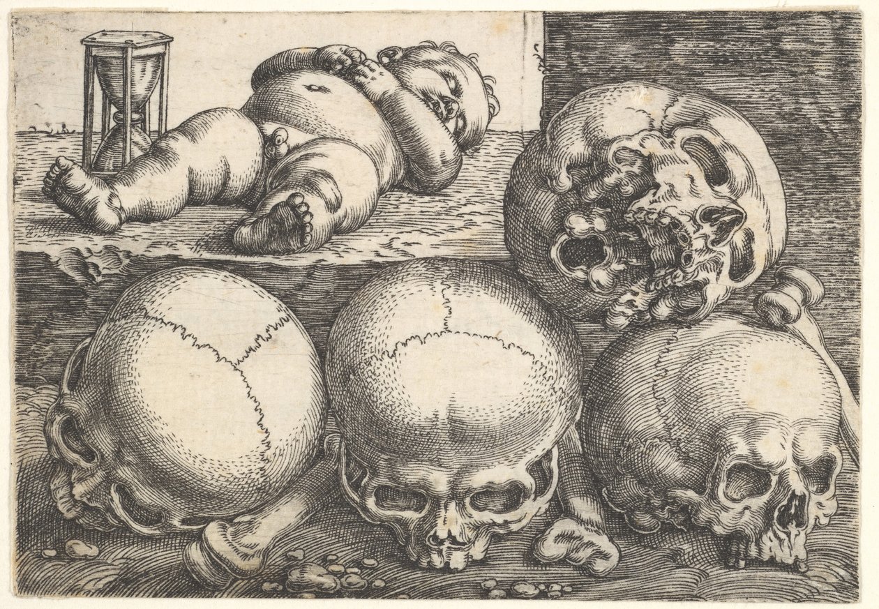 Niño muerto con cuatro calaveras, mediados del siglo XVI de Barthel Beham