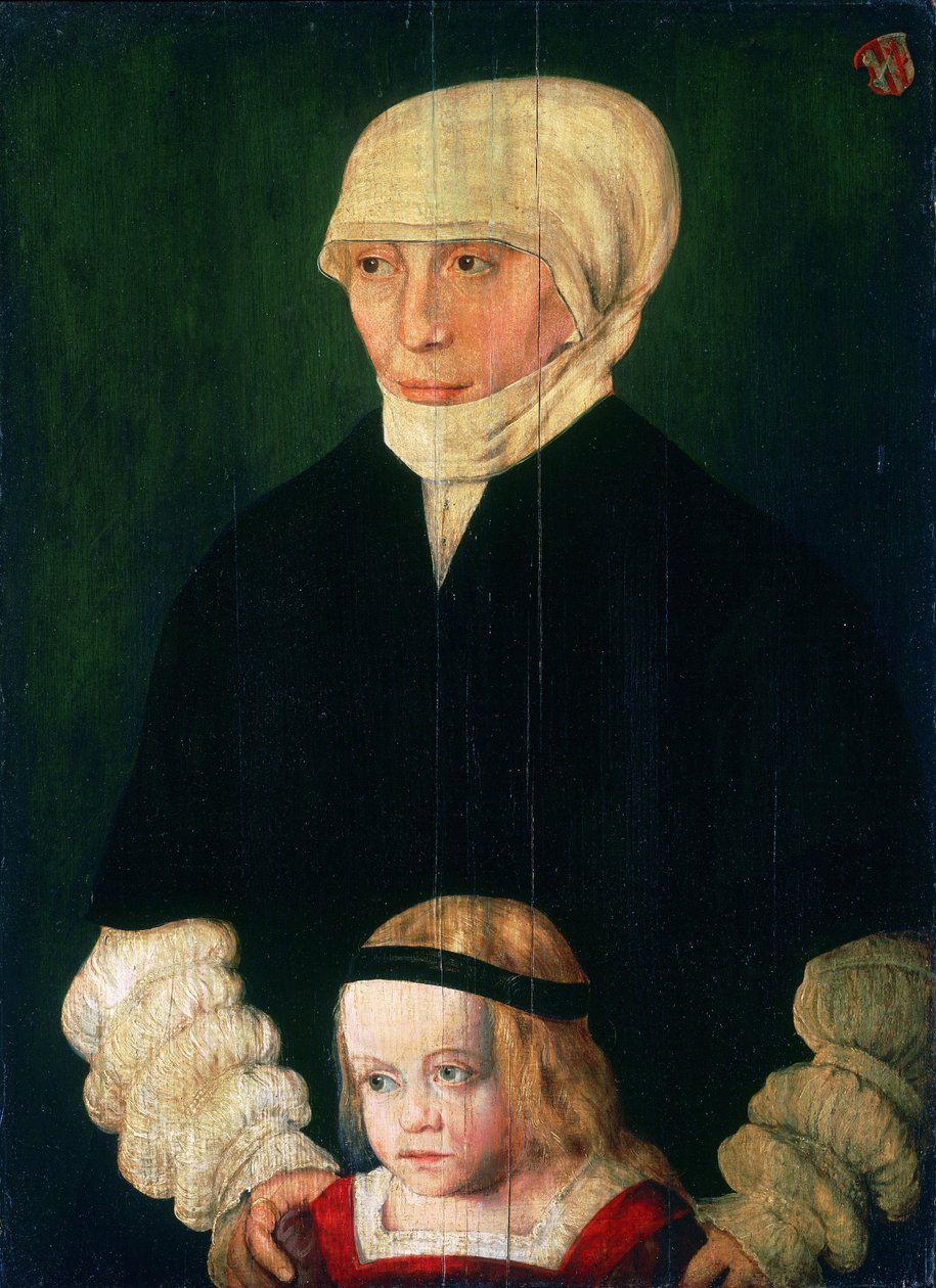 Retrato de Margaret Urmiller, de soltera Schwab, y su hija de Barthel Beham