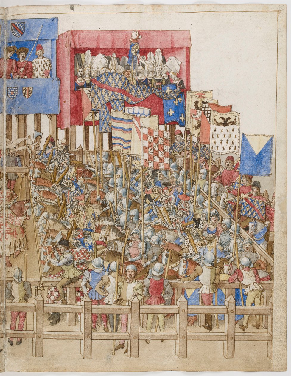 Iluminación del Libro de los torneos del Rey René de Anjou, dibujos de Barthélemy d