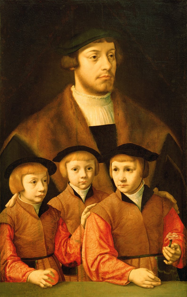 Retrato de un hombre y sus tres hijos, finales de 1530s-principios de 1540s de Bartholomaeus Bruyn