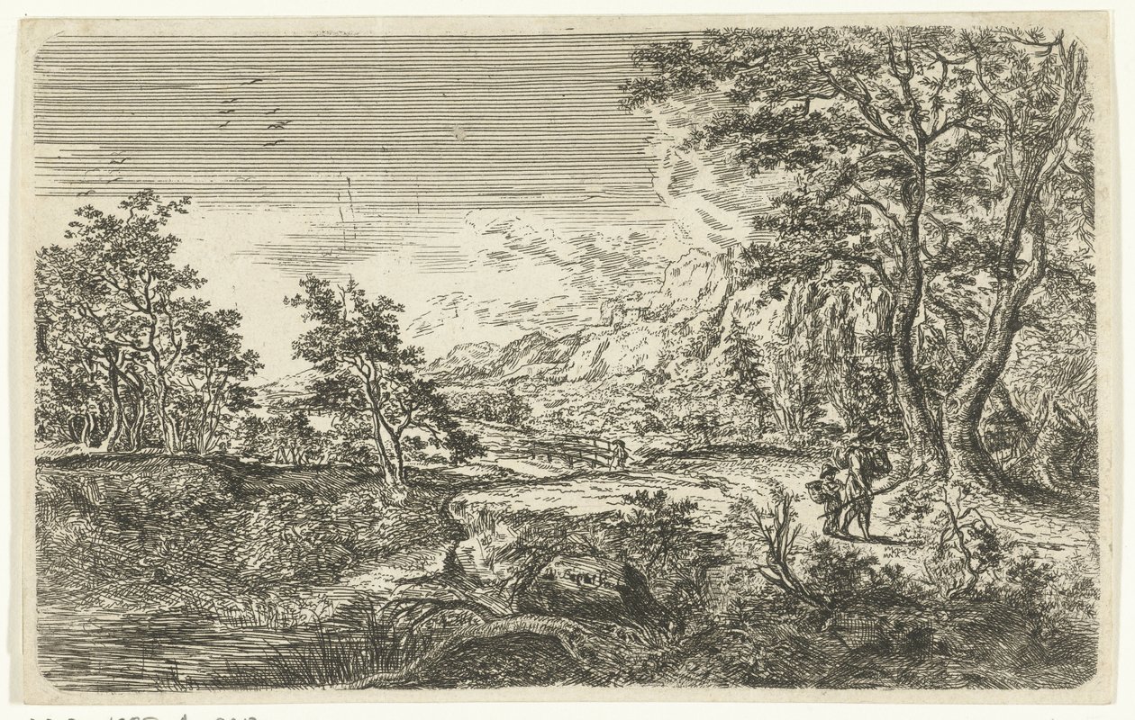 paisaje con hombre y niño de Bartholomäus Ignaz Weiss (attributed to)