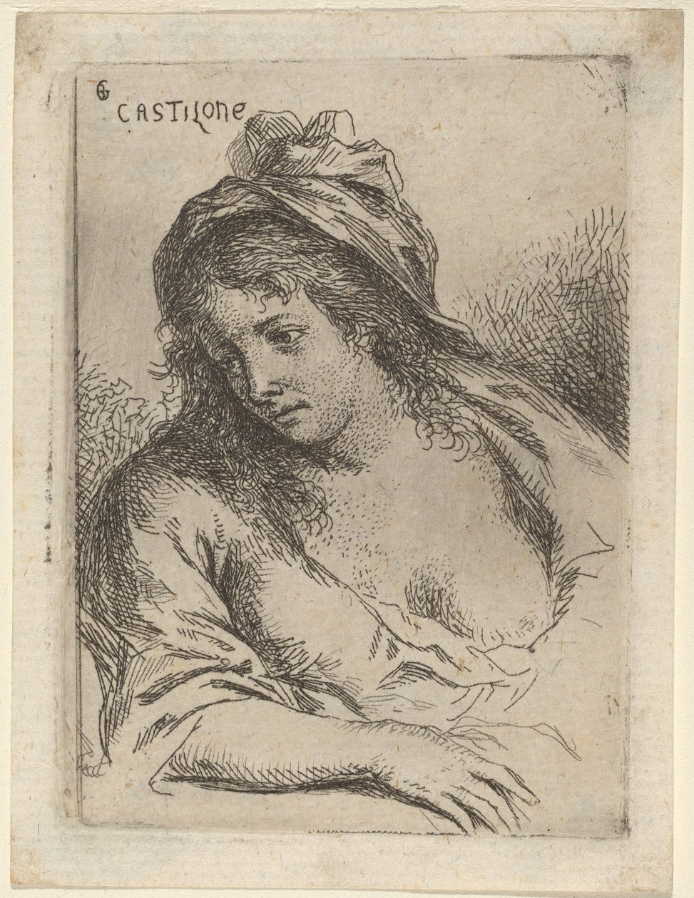Figura de Medio Cuerpo de una Mujer Mirando de Lado de Bartholomäus Ignaz Weiss