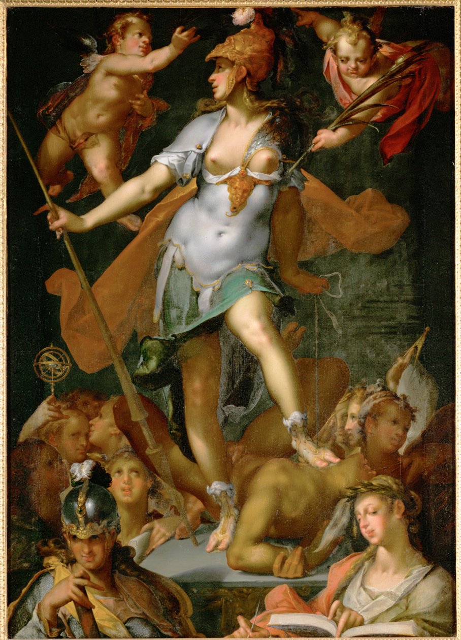 Victoria de Minerva sobre la Ignorancia (óleo sobre lienzo) de Bartholomaeus Spranger