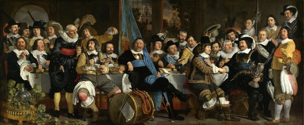 La celebración de la paz de Münster, 18 de junio de 1648, en la sede de la guardia cívica de ballesteros (guardia de San Jorge), Ámsterdam de Bartholomeus van der Helst
