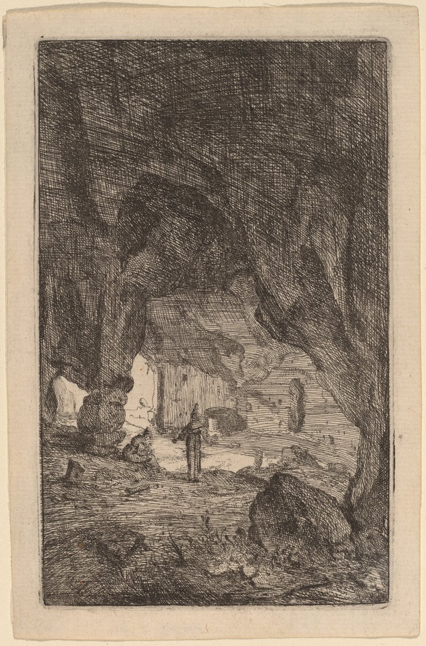 Gruta con frailes de Bartholomeus Breenbergh