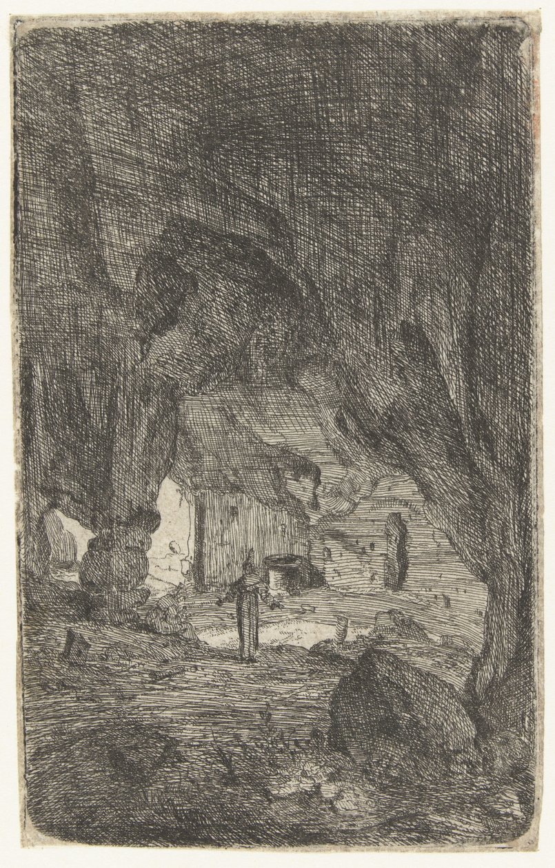 interior de una cueva La cueva de Valmontane. Ruinas romanas (título de la serie) Verscheyden entró en el edificio en ruinas Soo como buyten Romen (título de la serie) de Bartholomeus Breenbergh