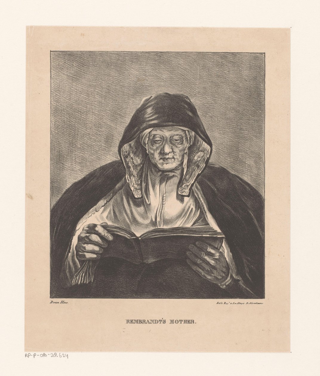Retrato de una anciana leyendo La madre de Rembrandt (título sobre el objeto) de Bartholomeus Johannes van Hove