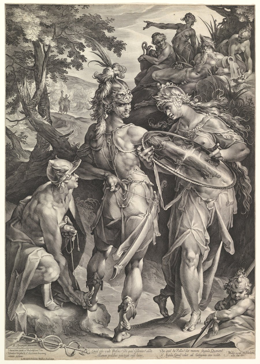 Minerva y Mercurio armando a Perseo, 1604 de Bartholomeus Spranger