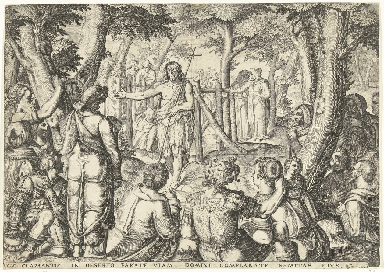 Juan el Bautista predica a un grupo de personas de Bartholomeus Willemsz. Dolendo