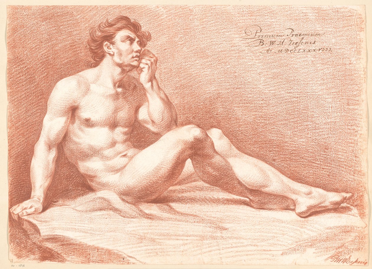 Desnudo masculino sentado, vista lateral (1er premio 1788) de Bartholomeus Ziesenis