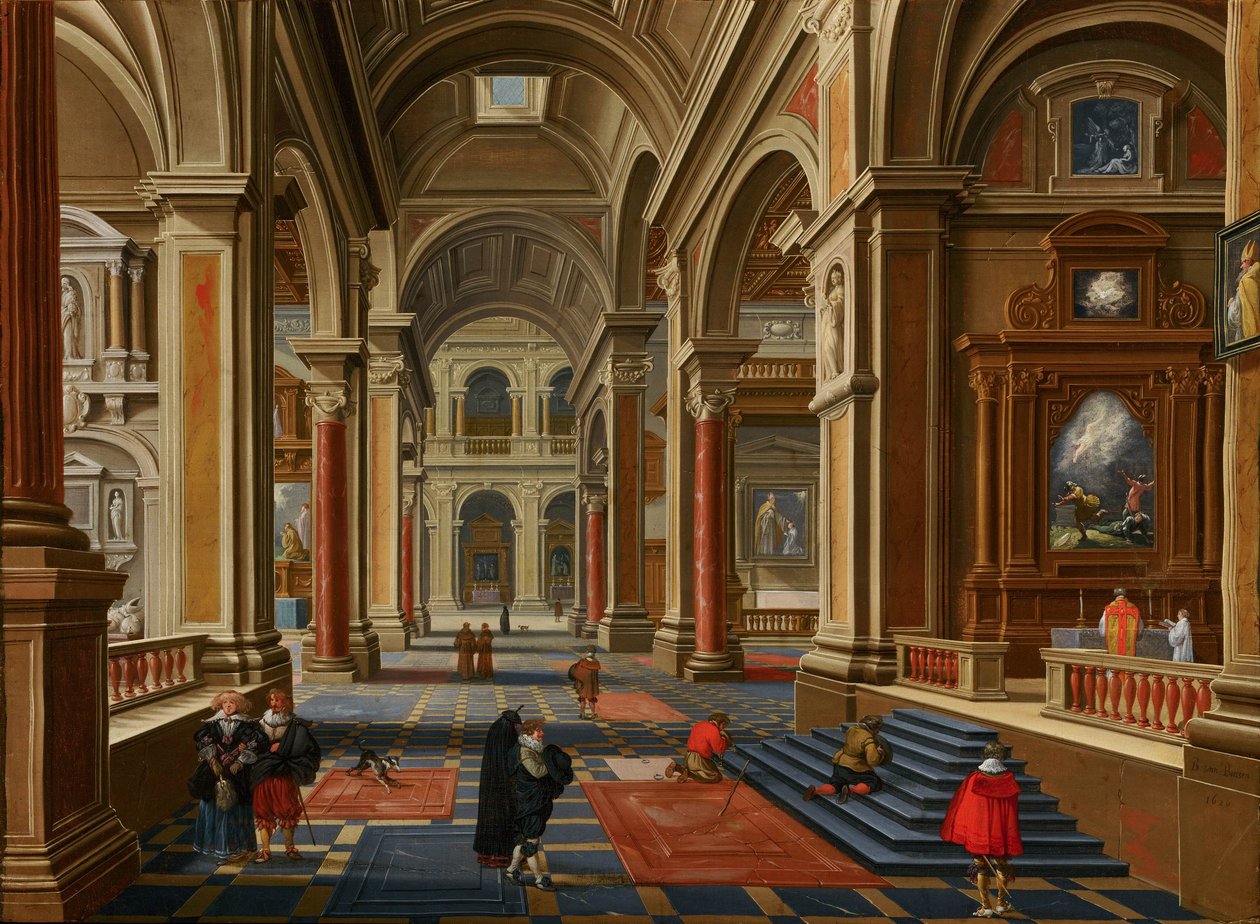 Interior de una iglesia católica de Bartholomeus van Bassen