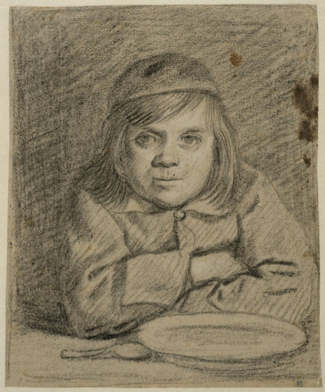 Niño con los brazos cruzados en una mesa de Bartholomeus van der Helst
